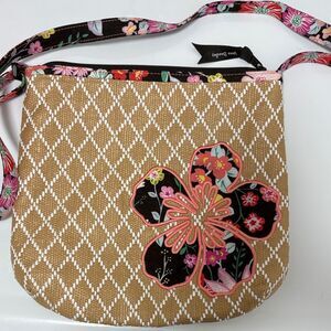 Vera Bradley Brown and Pink Floral Crossbody Bag